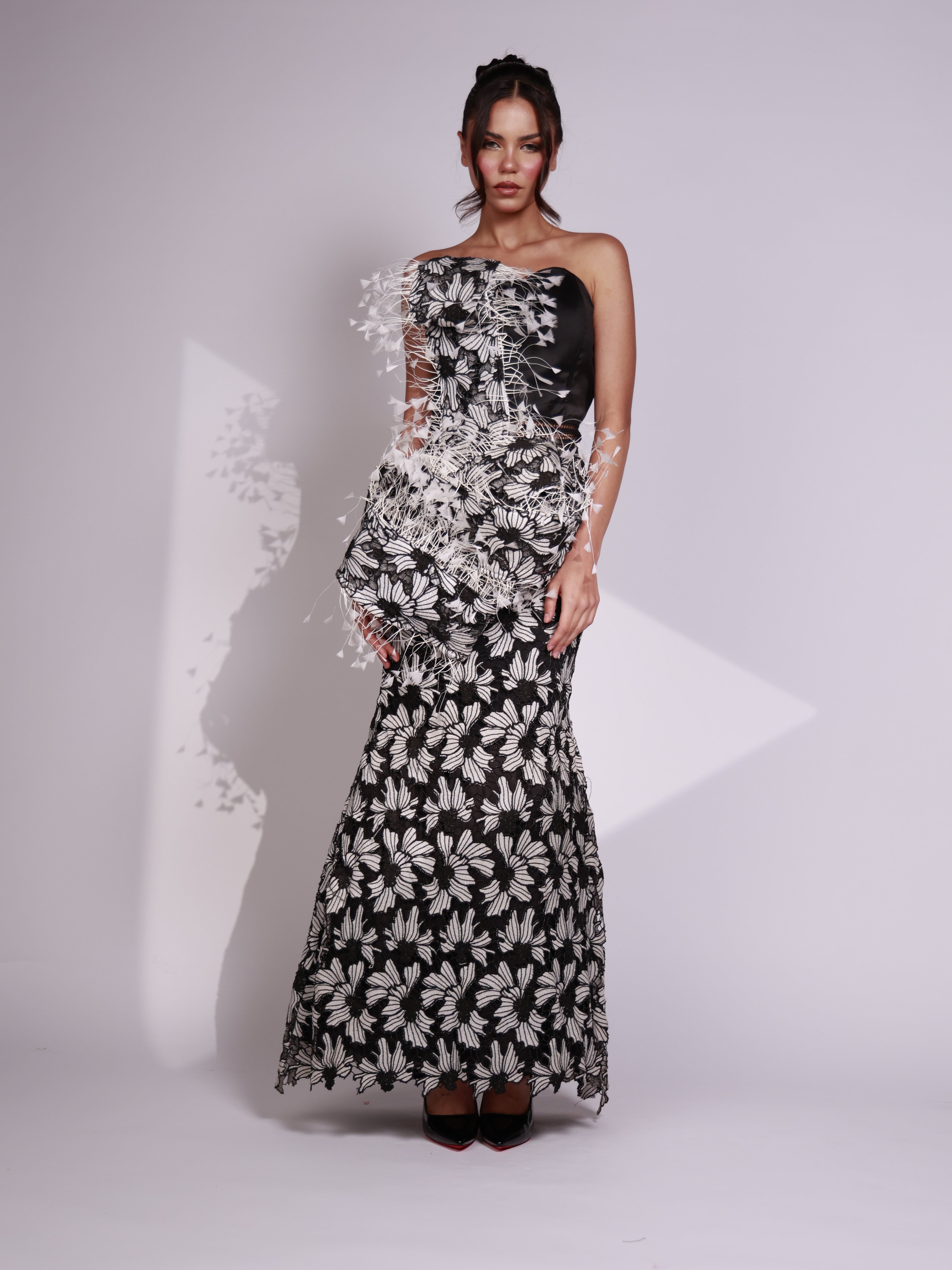 Monochrome Bloom Dress