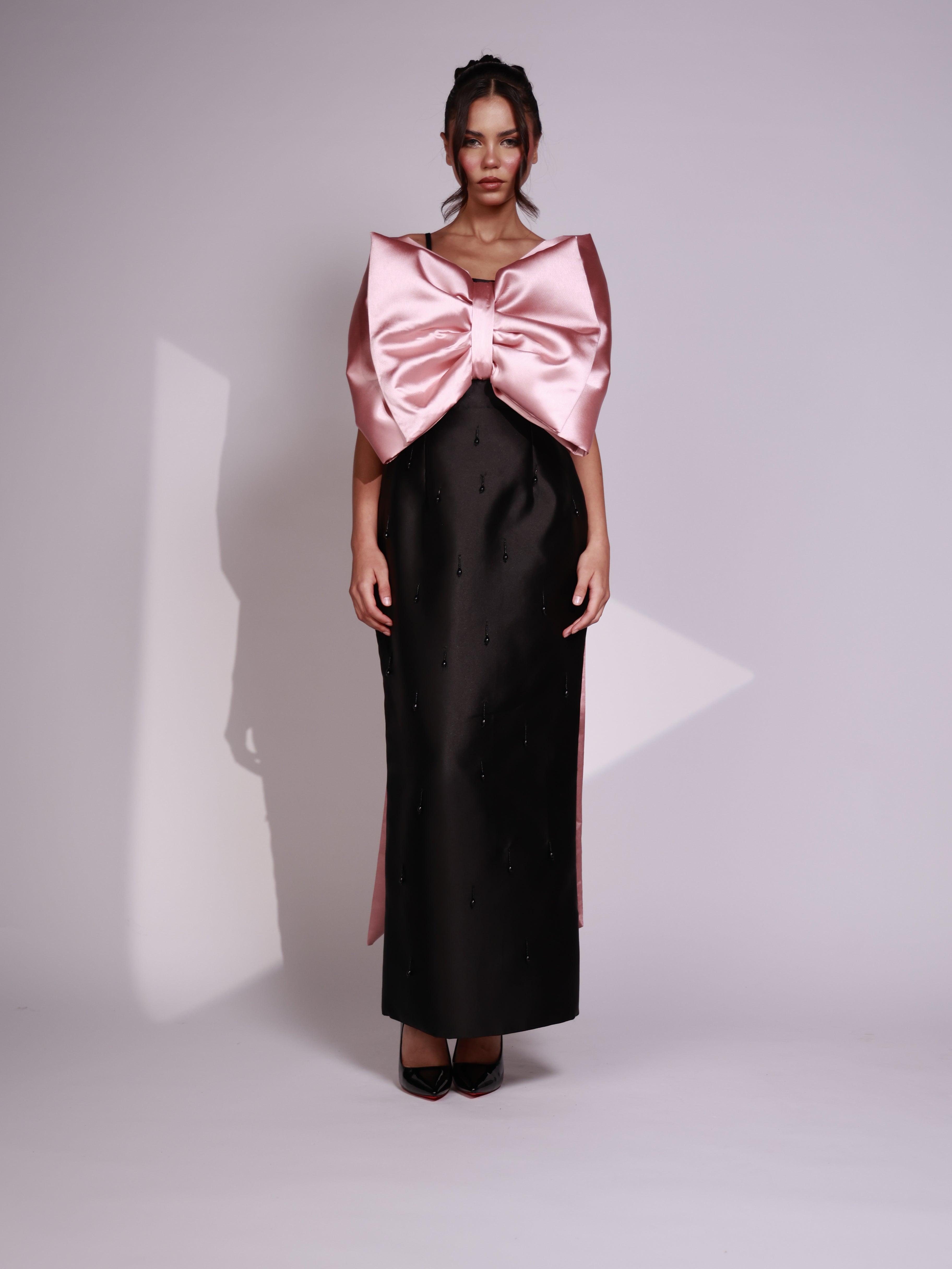 Blush Noir Bow Dress-thumbmail-3