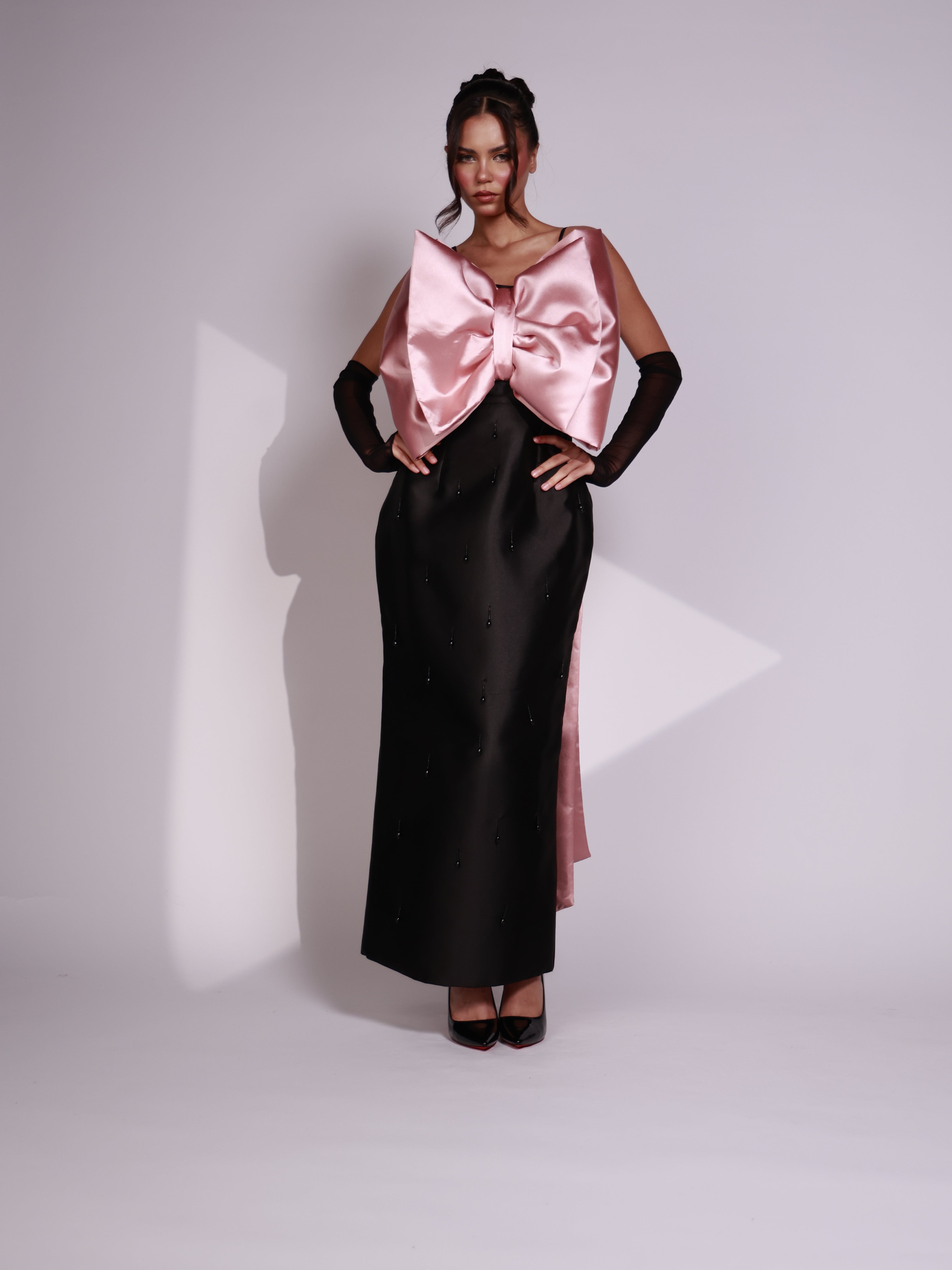 Blush Noir Bow Dress