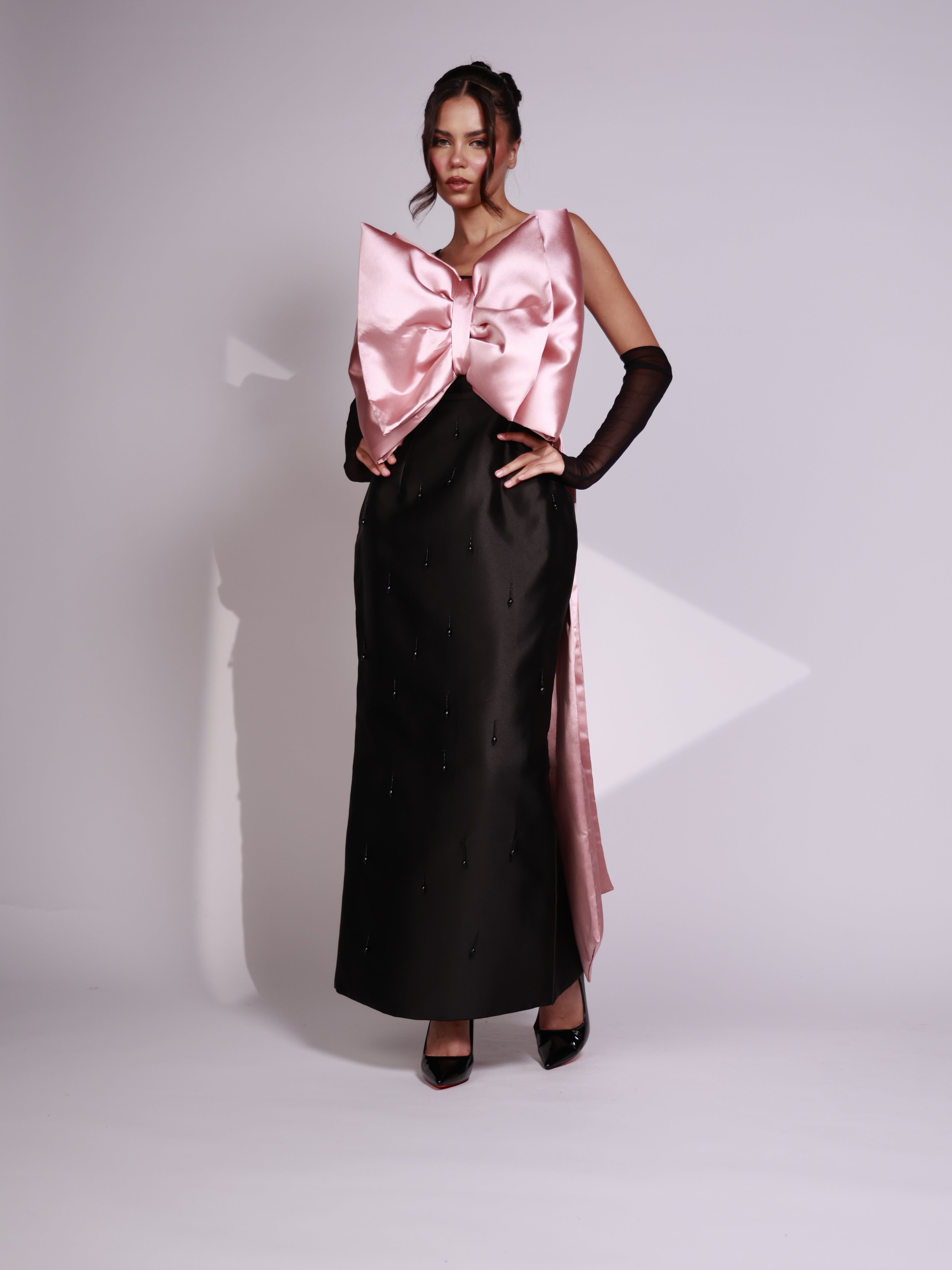 Blush Noir Bow Dress-thumbmail-2