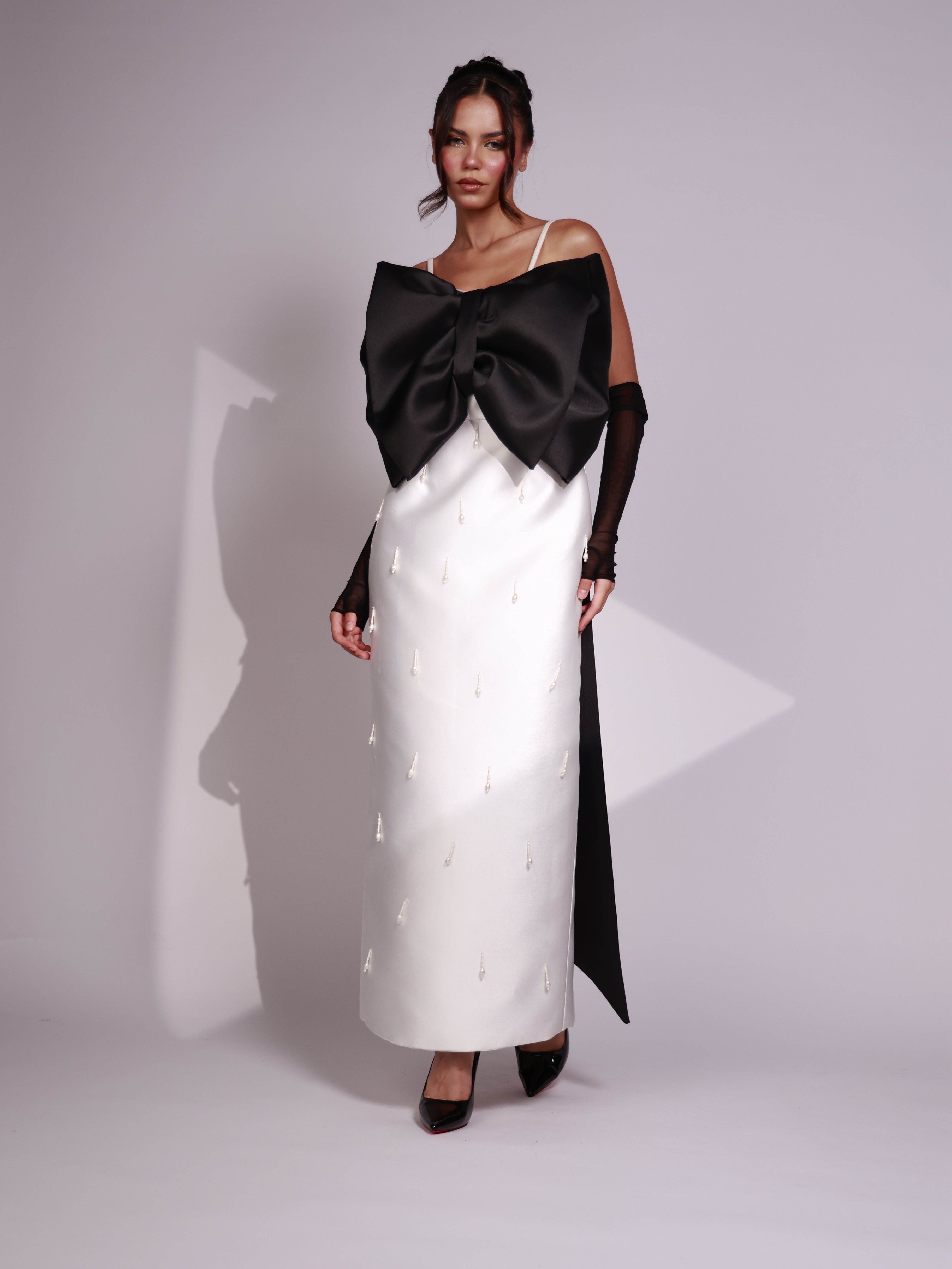 Ivory Noir Bow Dress-thumbmail-4